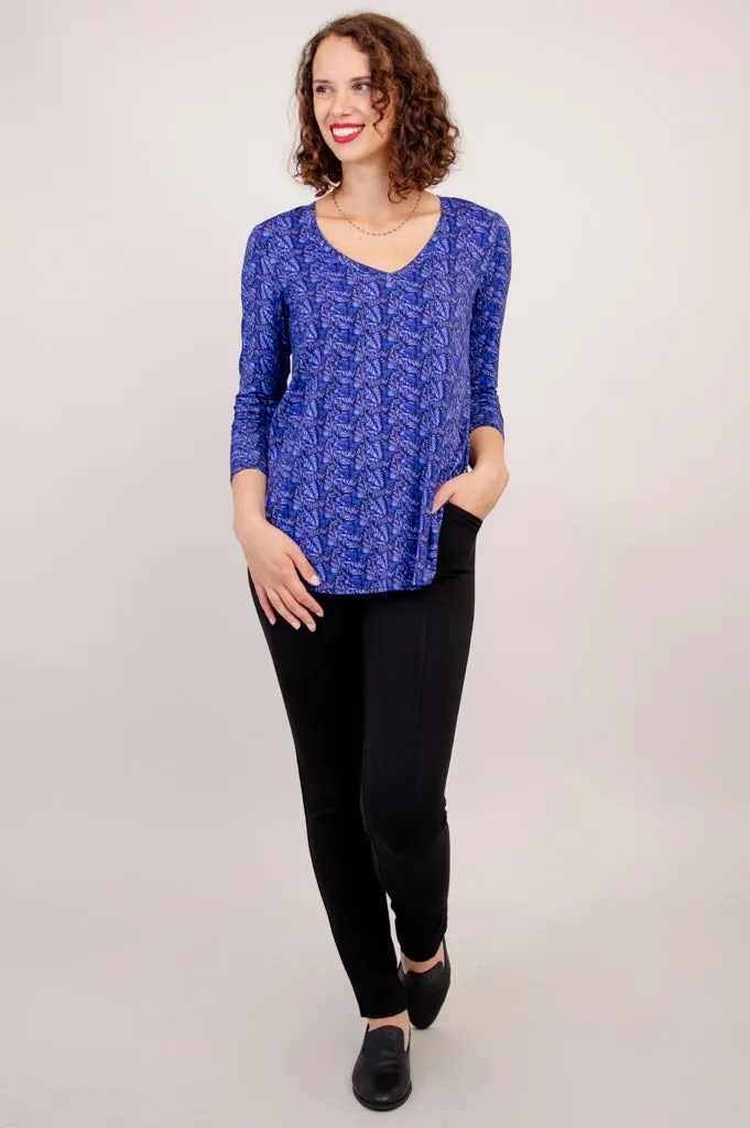 Jackie Long Sleeve, Midnight Leaves, Bamboo - Final Sale