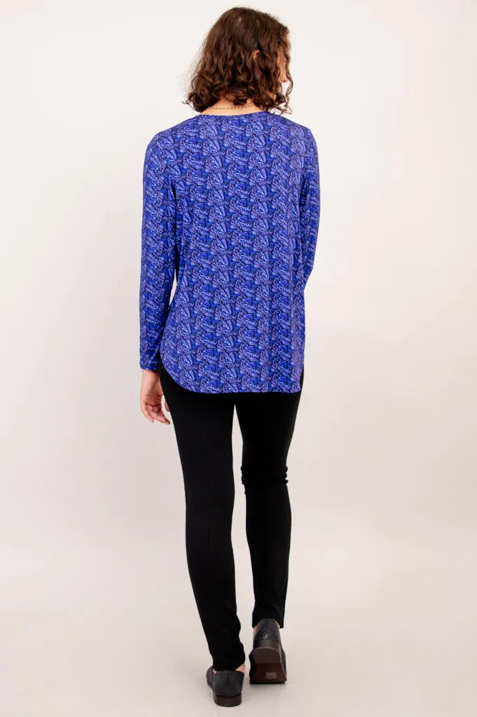 Jackie Long Sleeve, Midnight Leaves, Bamboo - Final Sale