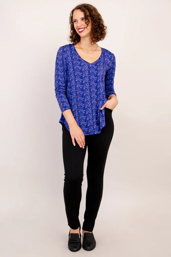 Jackie Long Sleeve, Midnight Leaves, Bamboo - Final Sale