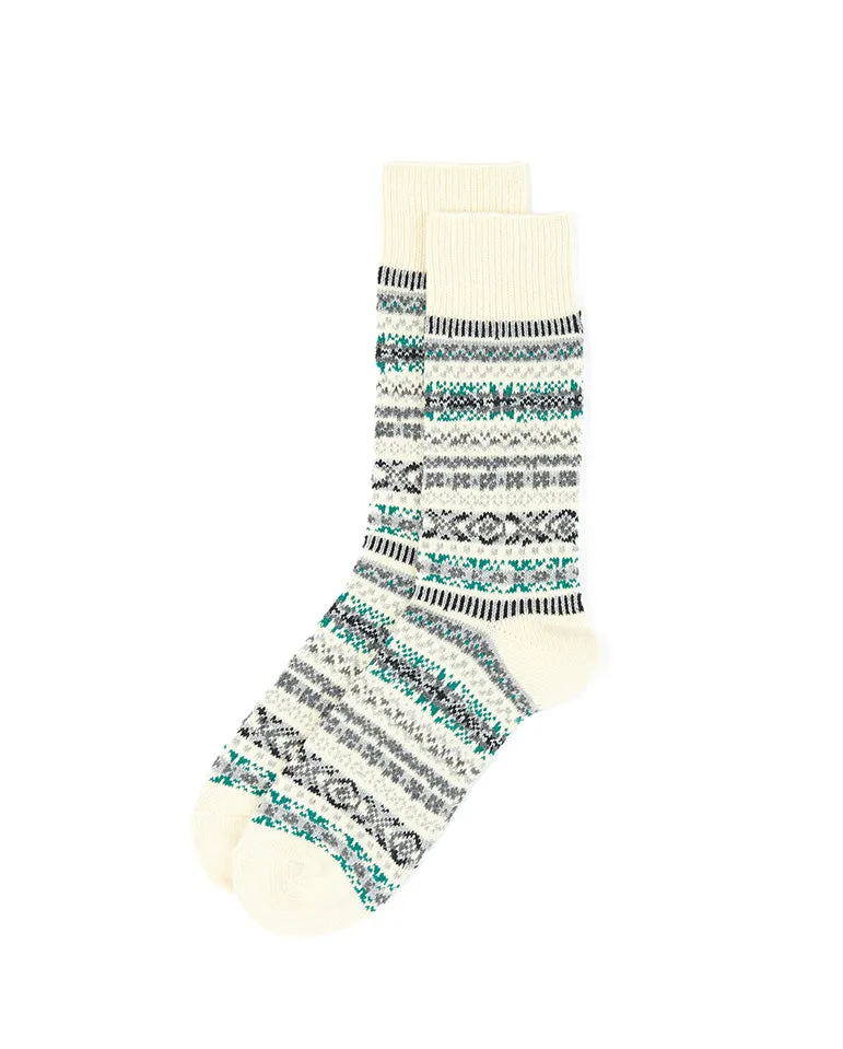 Jacquard Crew Fairisle Socks IVORY