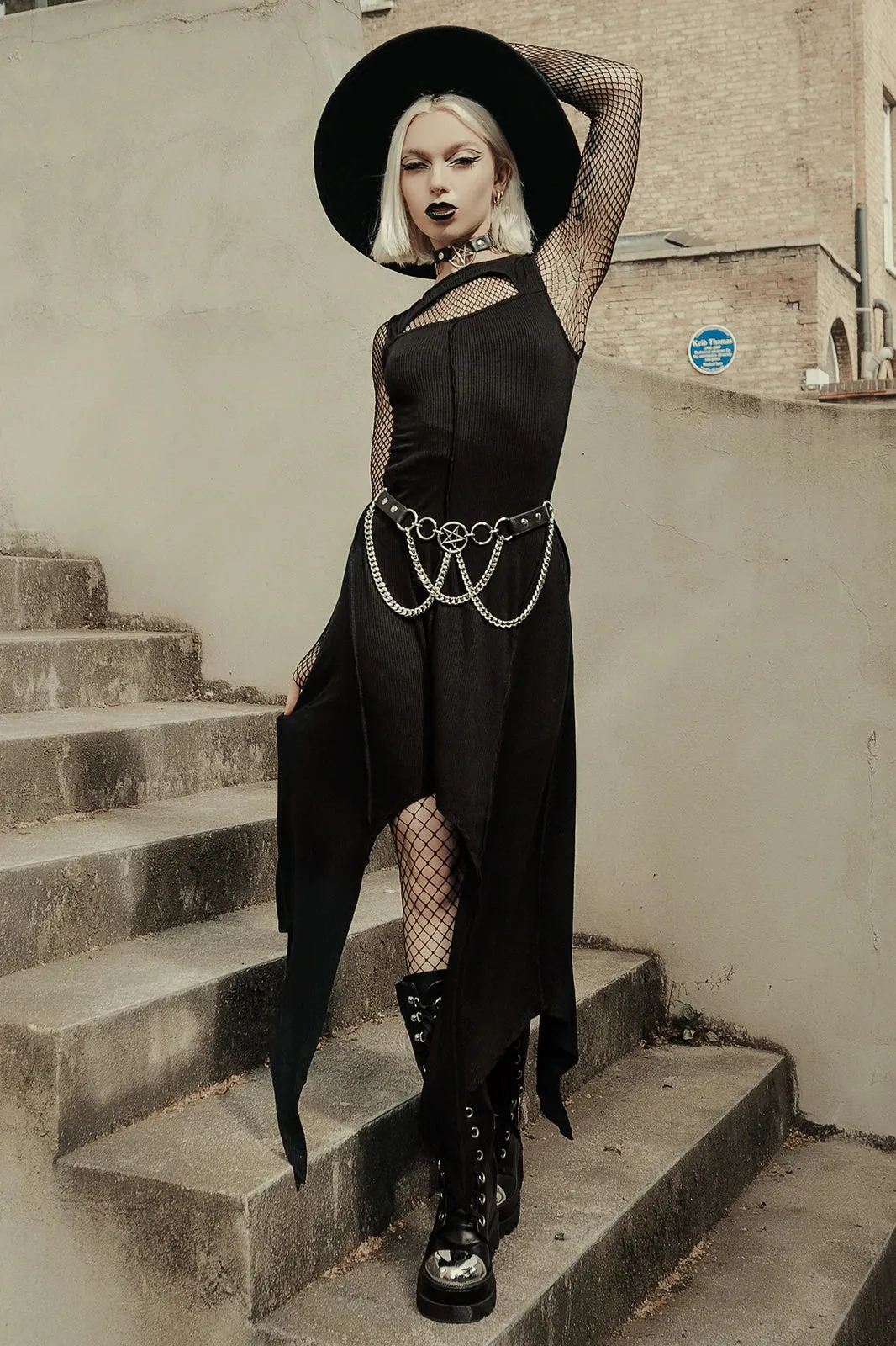 Killstar Milicent Sleeveless Dress Asymmetric Hem