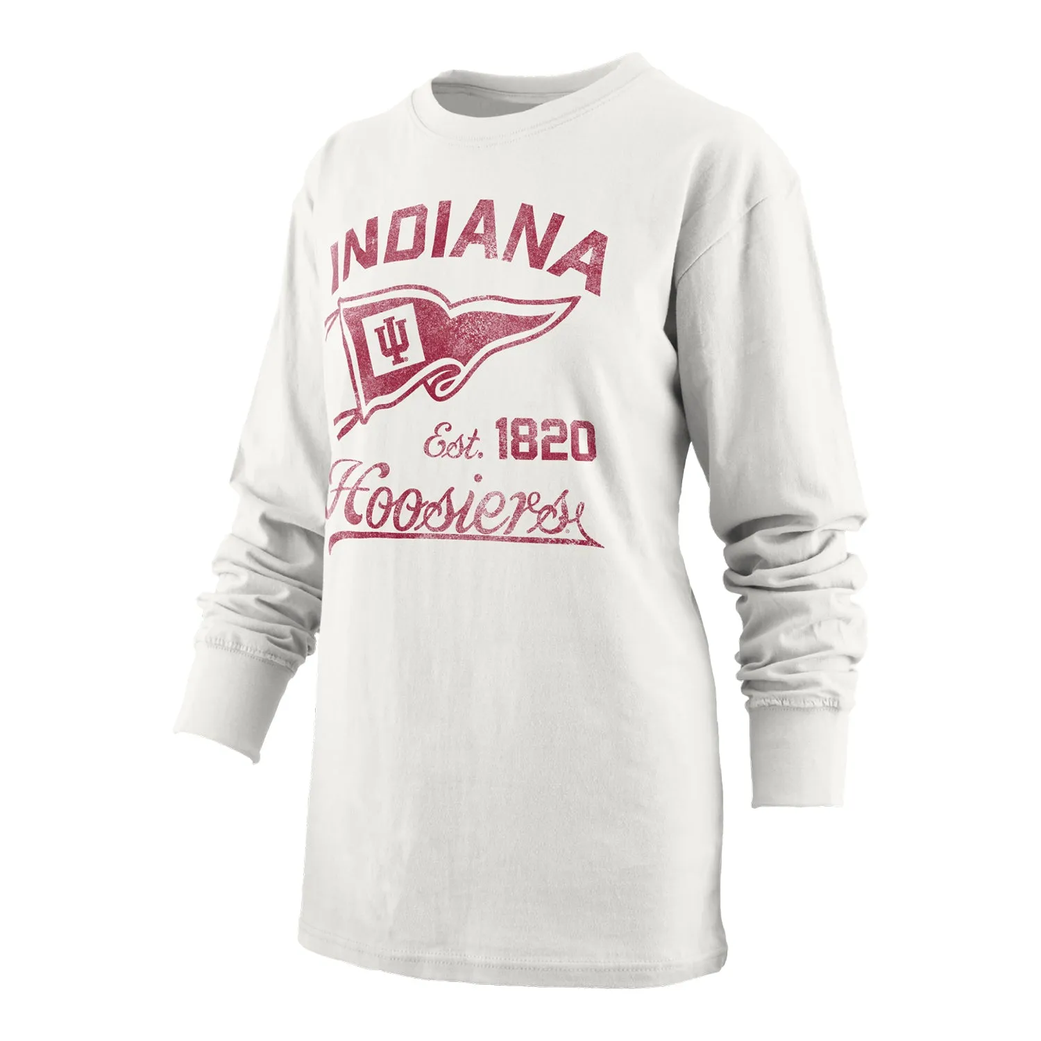 Ladies Indiana Hoosiers Pine Top Old Standard White Long Sleeve T-Shirt