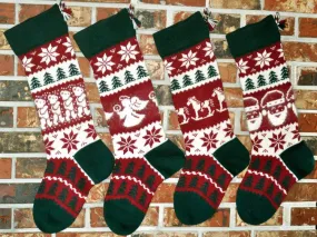 Large Knit Personalizable Wool Christmas Stockings - Matching Christmas Stockings With or Without Angora Trim