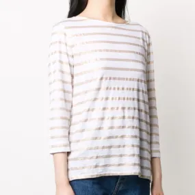 Linen Metallic Stripe Top - Gold