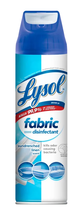 Lysol Fabric Disinfectant Spray, Sanitizing and Antibacterial Spray, For Disinfecting and Deodorizing Soft Furnishings, Sundrenched Linen 15 FL. Oz