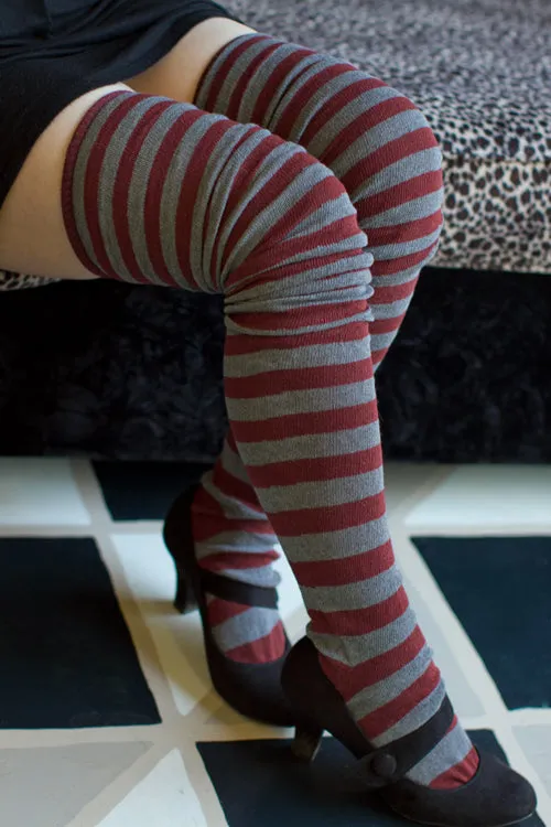 M Stripes Thigh High Socks