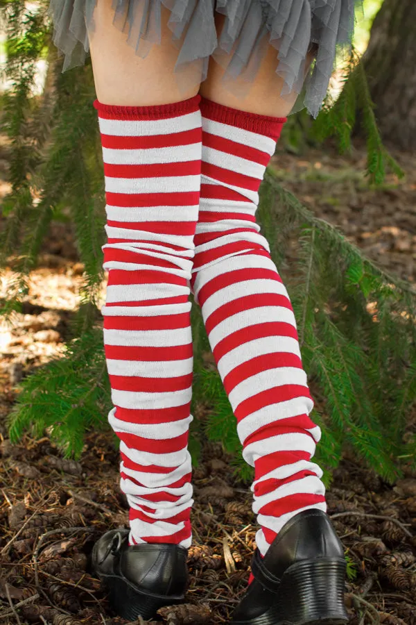 M Stripes Thigh High Socks