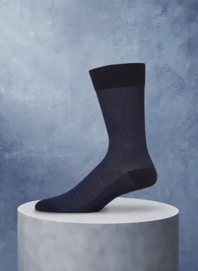 Mercerized Cotton Birdseye Sock in Navy