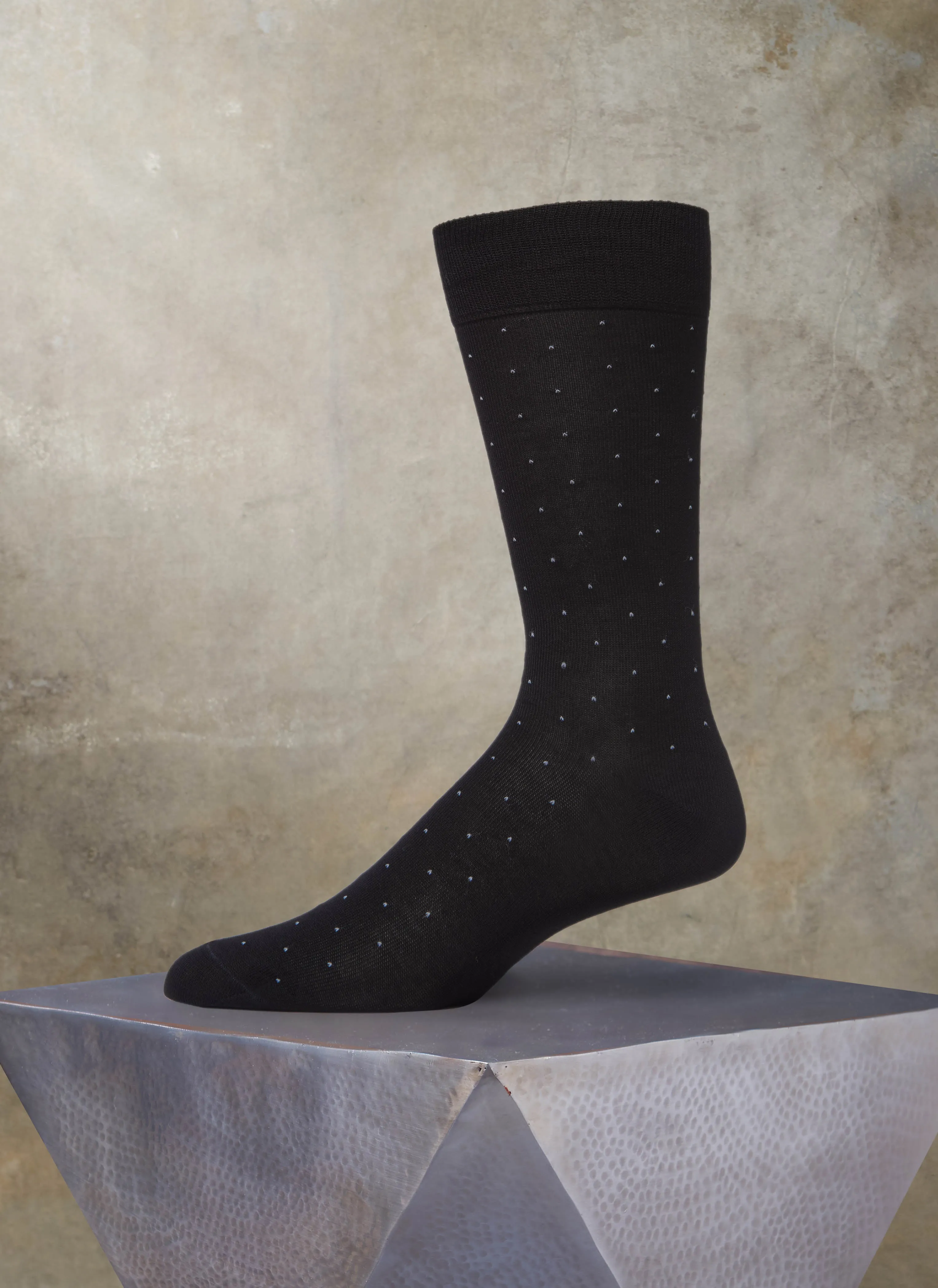 Mercerized Cotton Micro Pindot Sock in Black