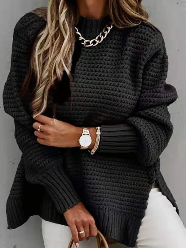 Mock Neck Chunky Knit Sweater