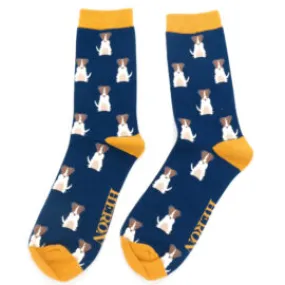 Mr Heron Bamboo Navy Mini Jack Russell Socks