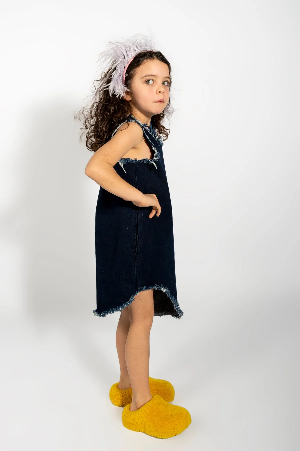 NAVY DENIM SLEEVELESS DRESS