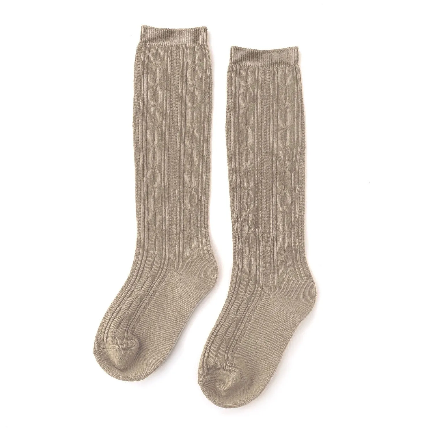 Oat Cable Knit Knee High Socks