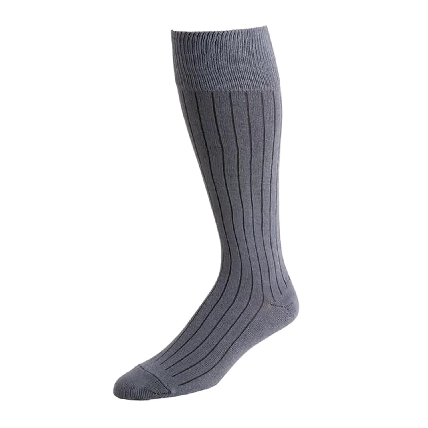 Oliver - Ribbed Organic Cotton Over Calf Socks - Steel