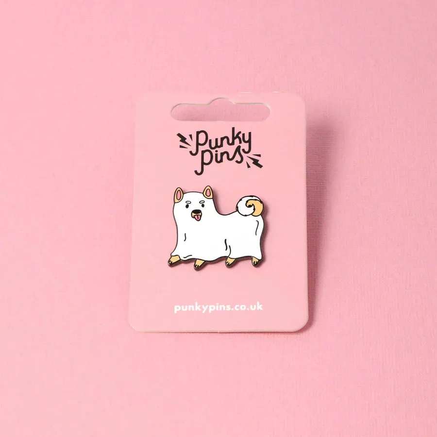 Punky Pins Ghost Dog Enamel Pin Halloween Spooky