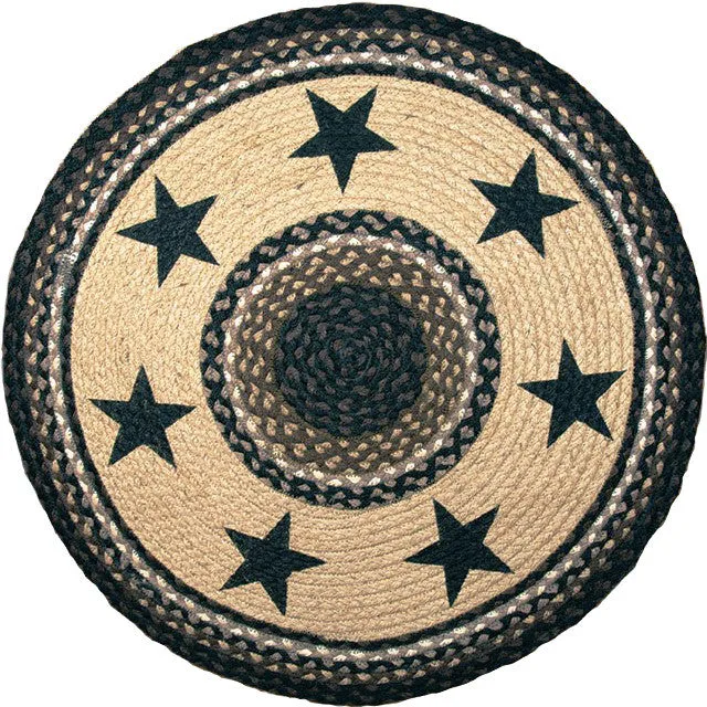 "Black Stars" Round Patch Rug