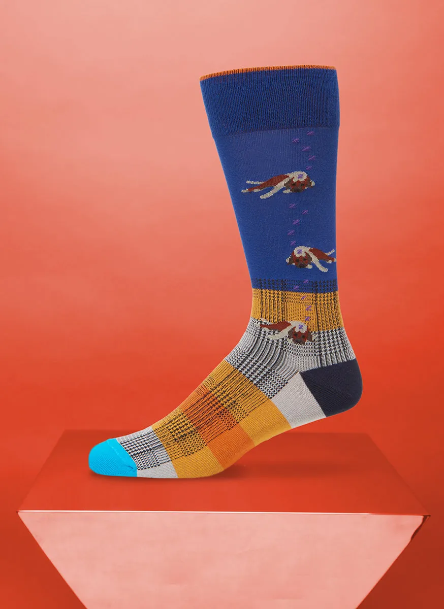 "Let Sleeping Dogs Lie" Sock in Blue