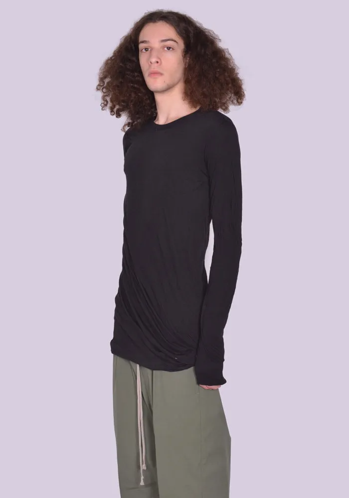 RICK OWENS MEN RU01C4257 UC DOUBLE LAYERED LONG SLEEVE T-SHIRT BLACK