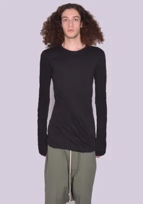 RICK OWENS MEN RU01C4257 UC DOUBLE LAYERED LONG SLEEVE T-SHIRT BLACK