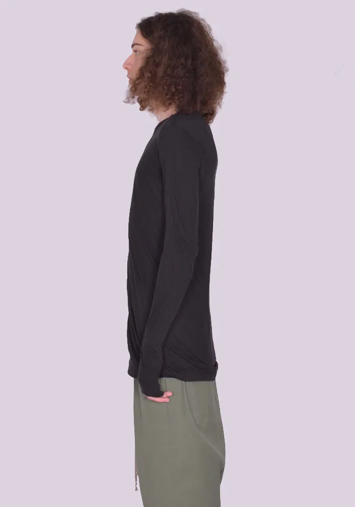 RICK OWENS MEN RU01C4257 UC DOUBLE LAYERED LONG SLEEVE T-SHIRT BLACK