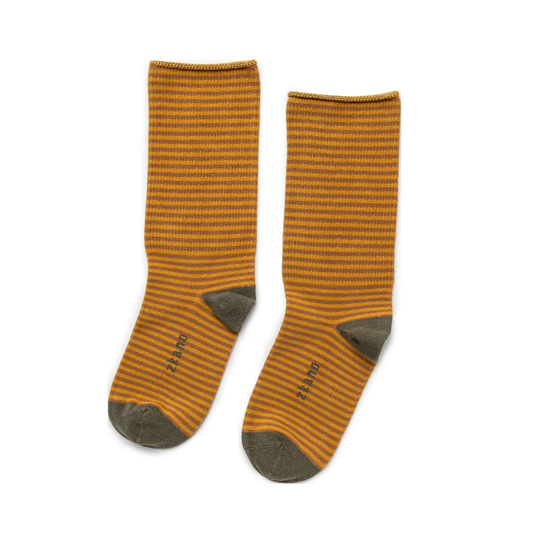 Rose - Roll Top Organic Cotton Crew Socks - Goldenrod