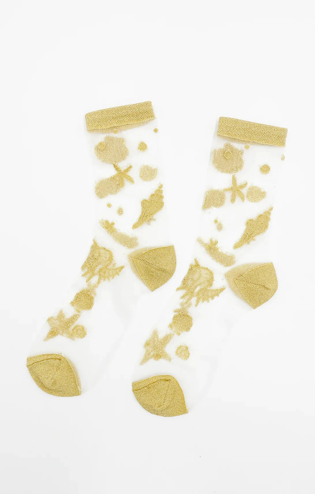 Shimmery Gold Seashell Sheer Socks