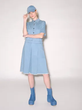 Short Sleeve Pleated Denim Dress