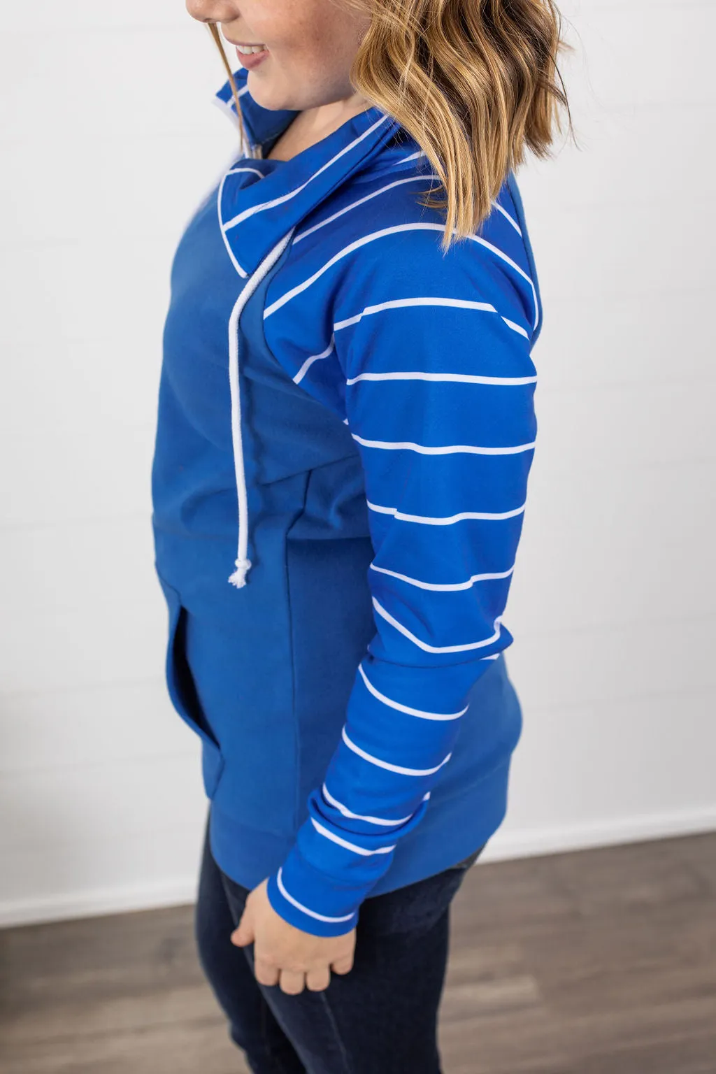 ShortZip Pullover - Blue Stripe