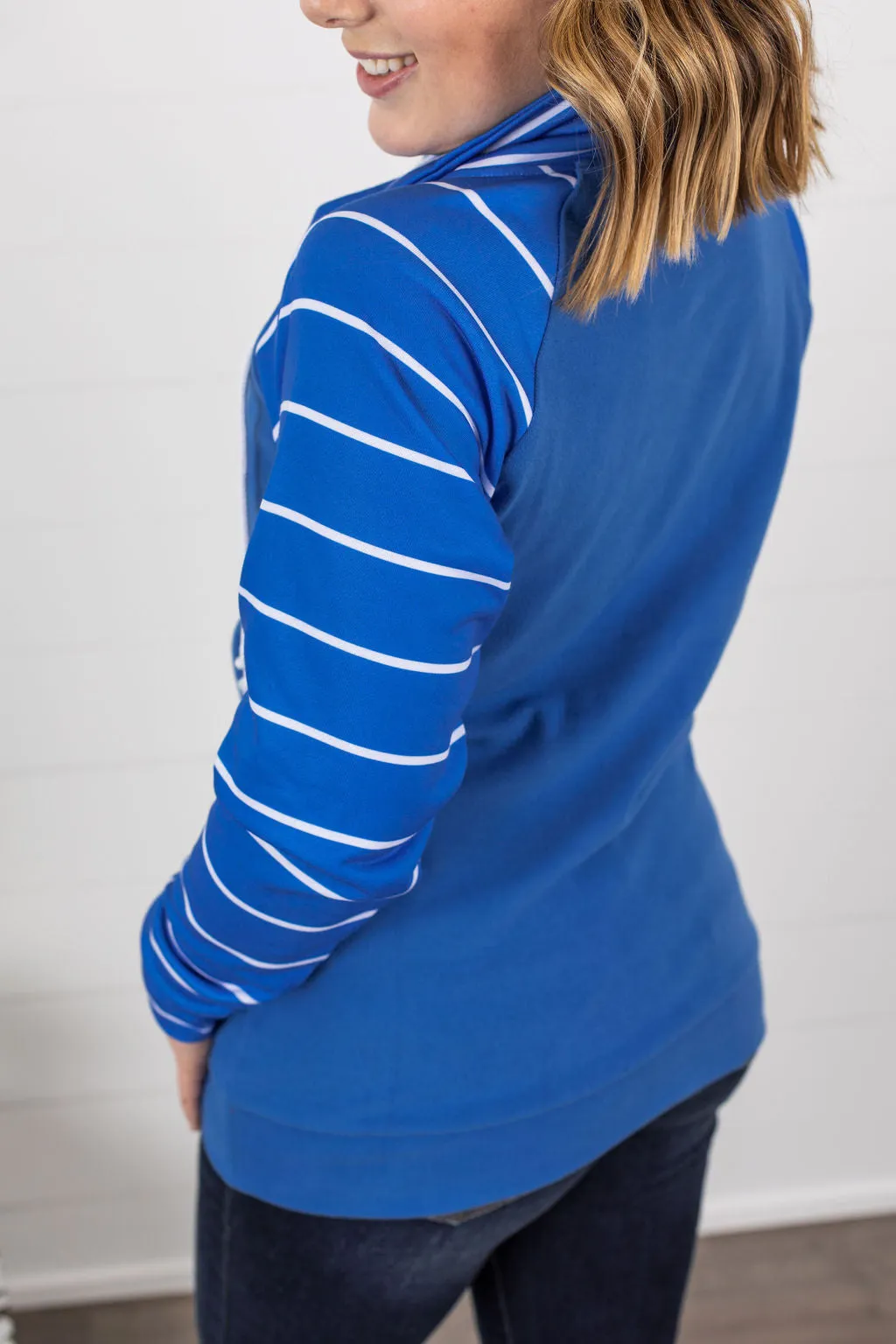 ShortZip Pullover - Blue Stripe