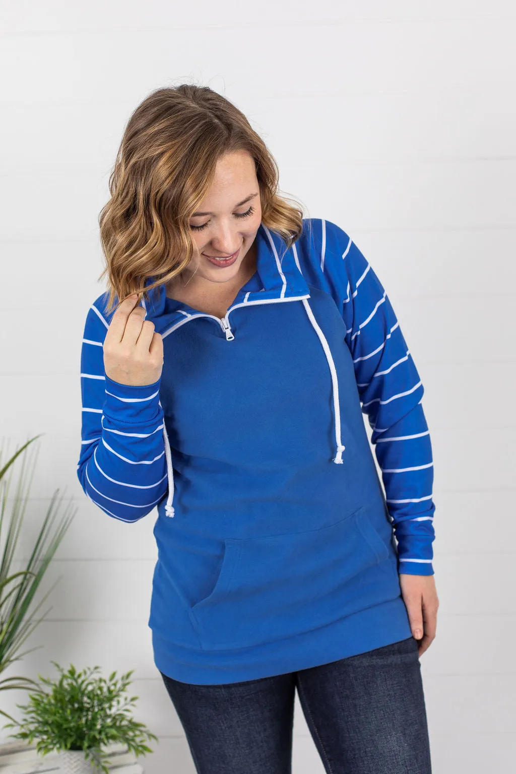 ShortZip Pullover - Blue Stripe