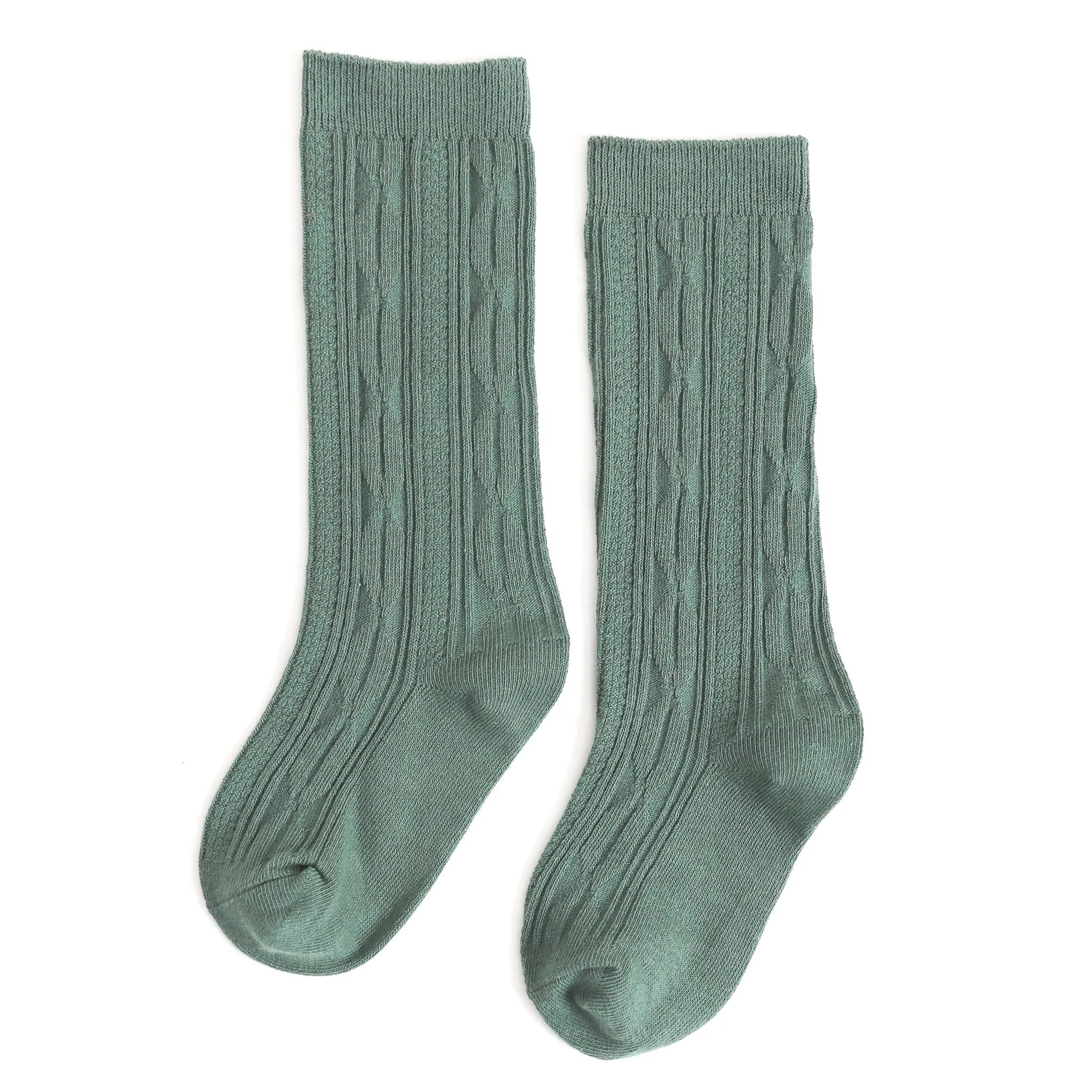 Spruce Cable Knit Knee High Socks