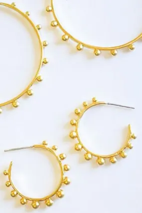 STUDDED HOOP EARRINGS | MATTE GOLD