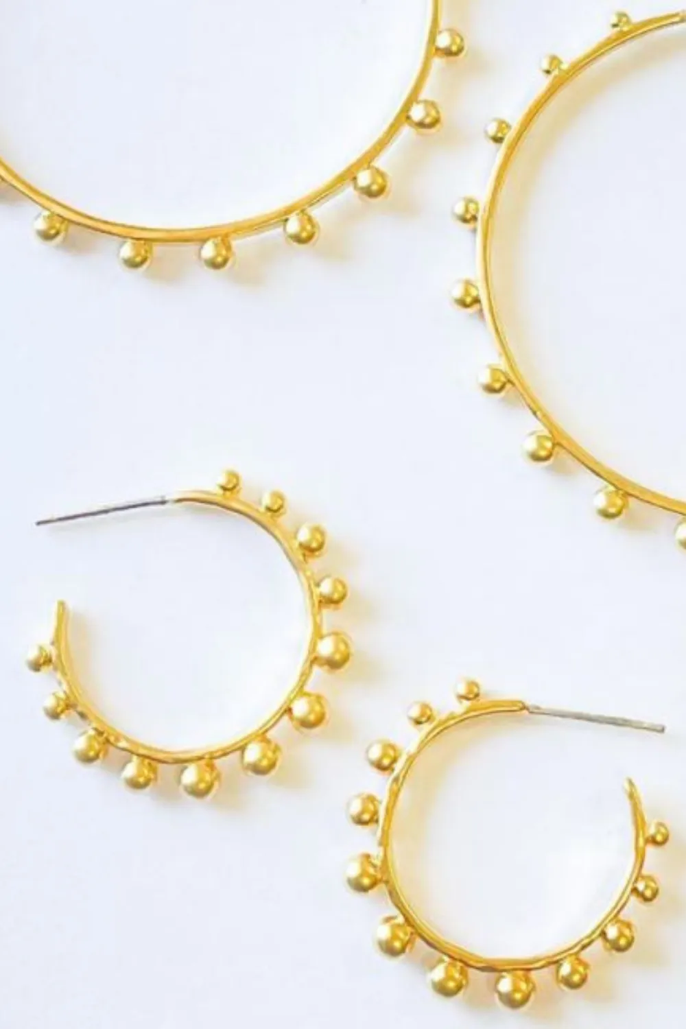 STUDDED HOOP EARRINGS | MATTE GOLD