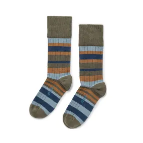 Sweater Stripe - Organic Cotton Crew Socks - Army