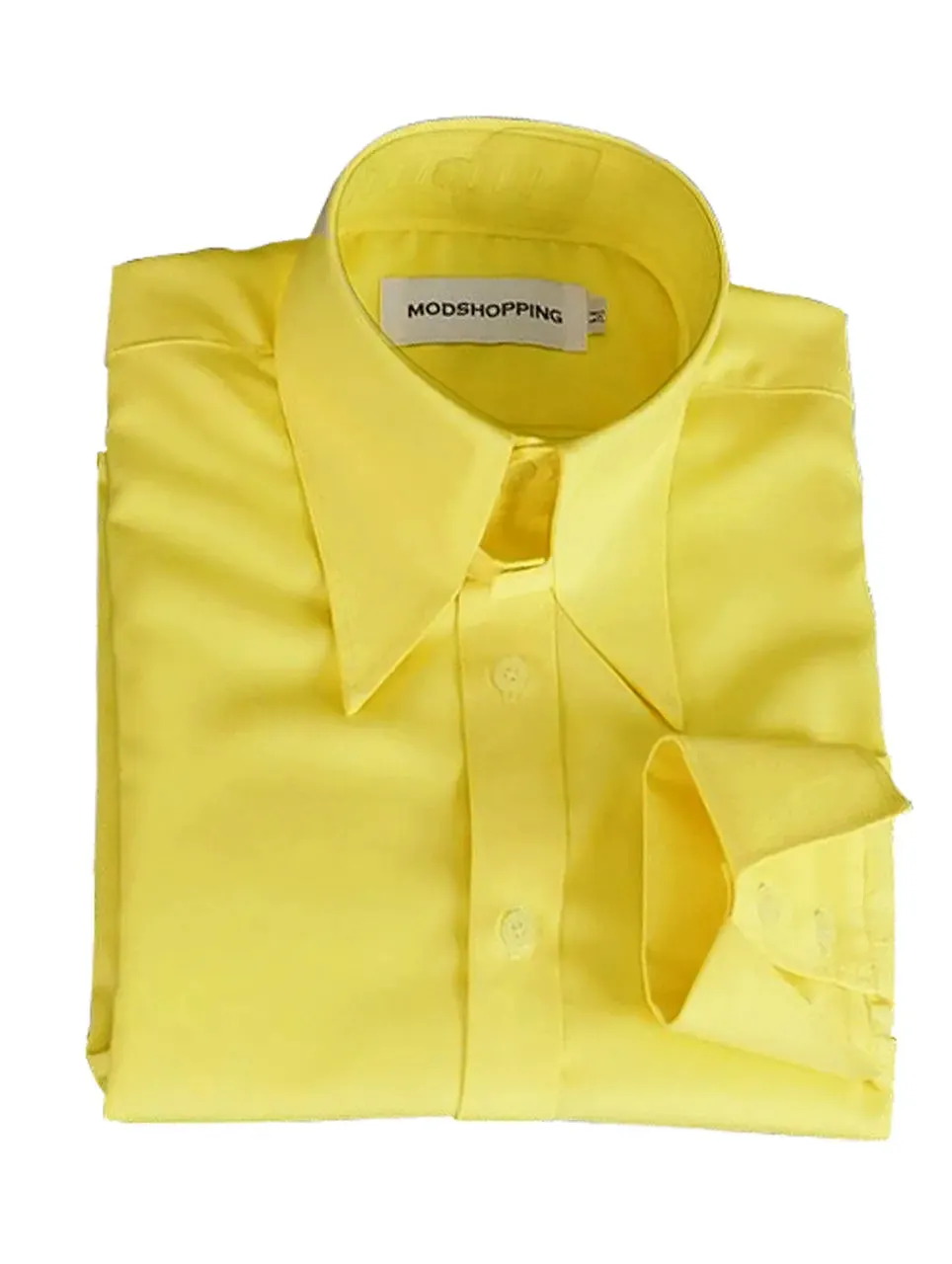 Tab Collar Shirt | Vintage Style Yellow Long Tab Collar Shirt