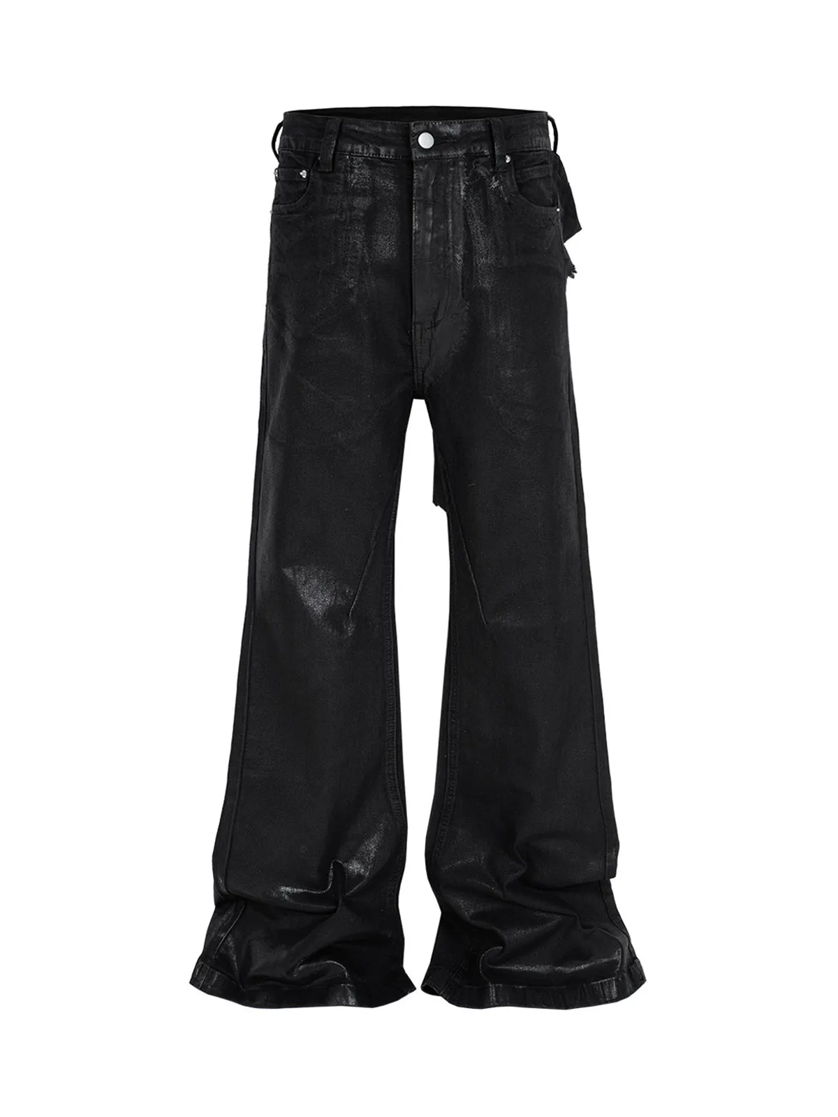 Thesupermade Black Wax Coated Flare Jeans