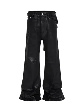 Thesupermade Black Wax Coated Flare Jeans