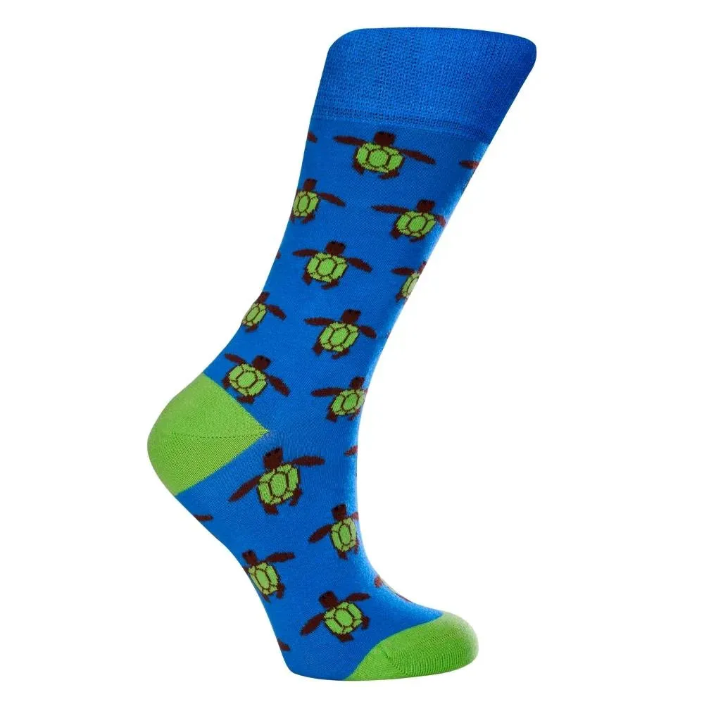 Turtle Colorful Novelty Socks Blue (Unisex)