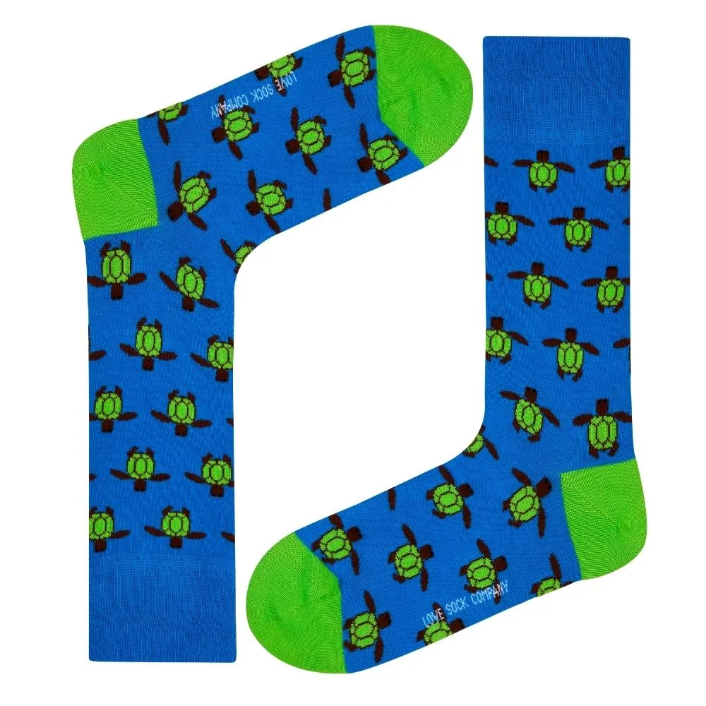 Turtle Colorful Novelty Socks Blue (Unisex)