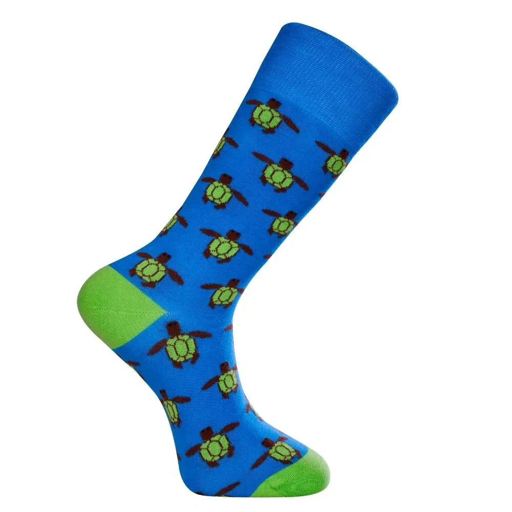 Turtle Colorful Novelty Socks Blue (Unisex)