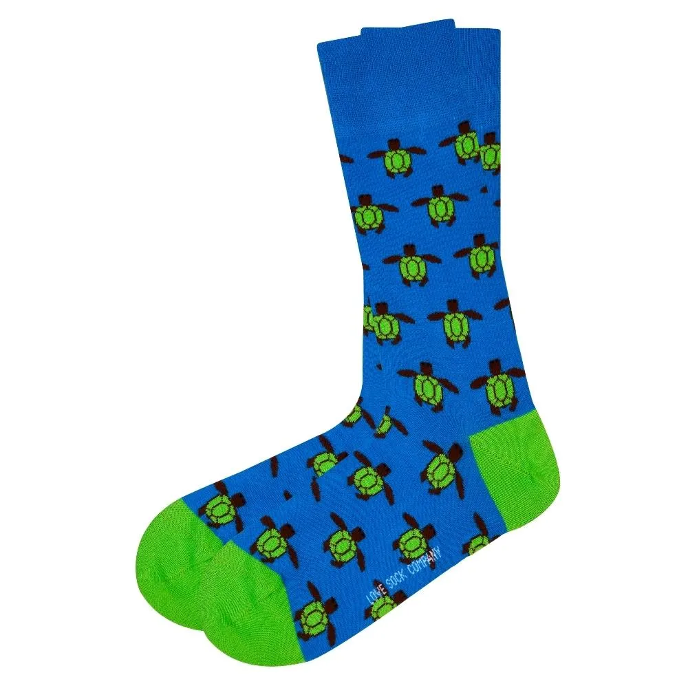 Turtle Colorful Novelty Socks Blue (Unisex)