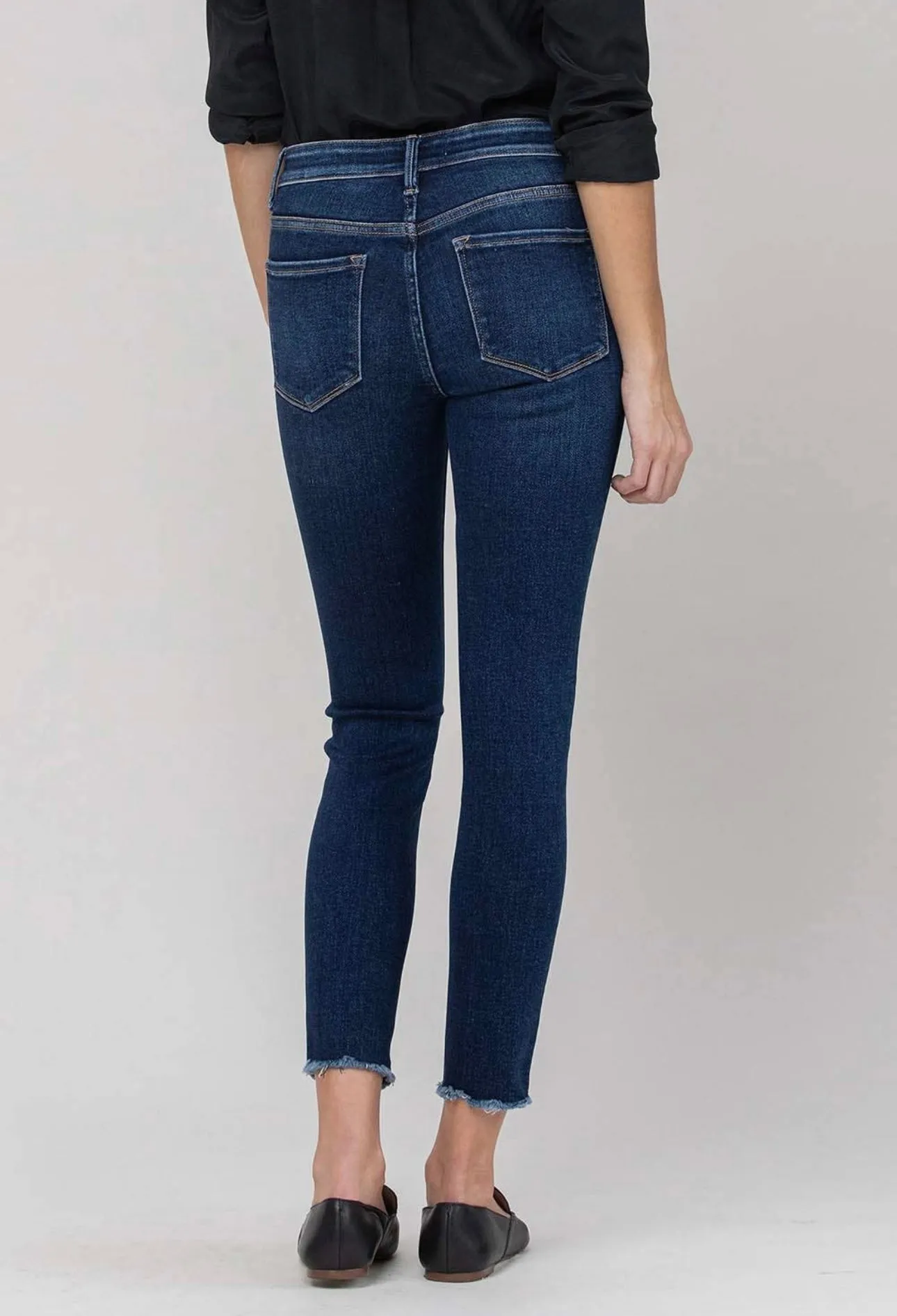 Vervet mid rise raw hem skinny