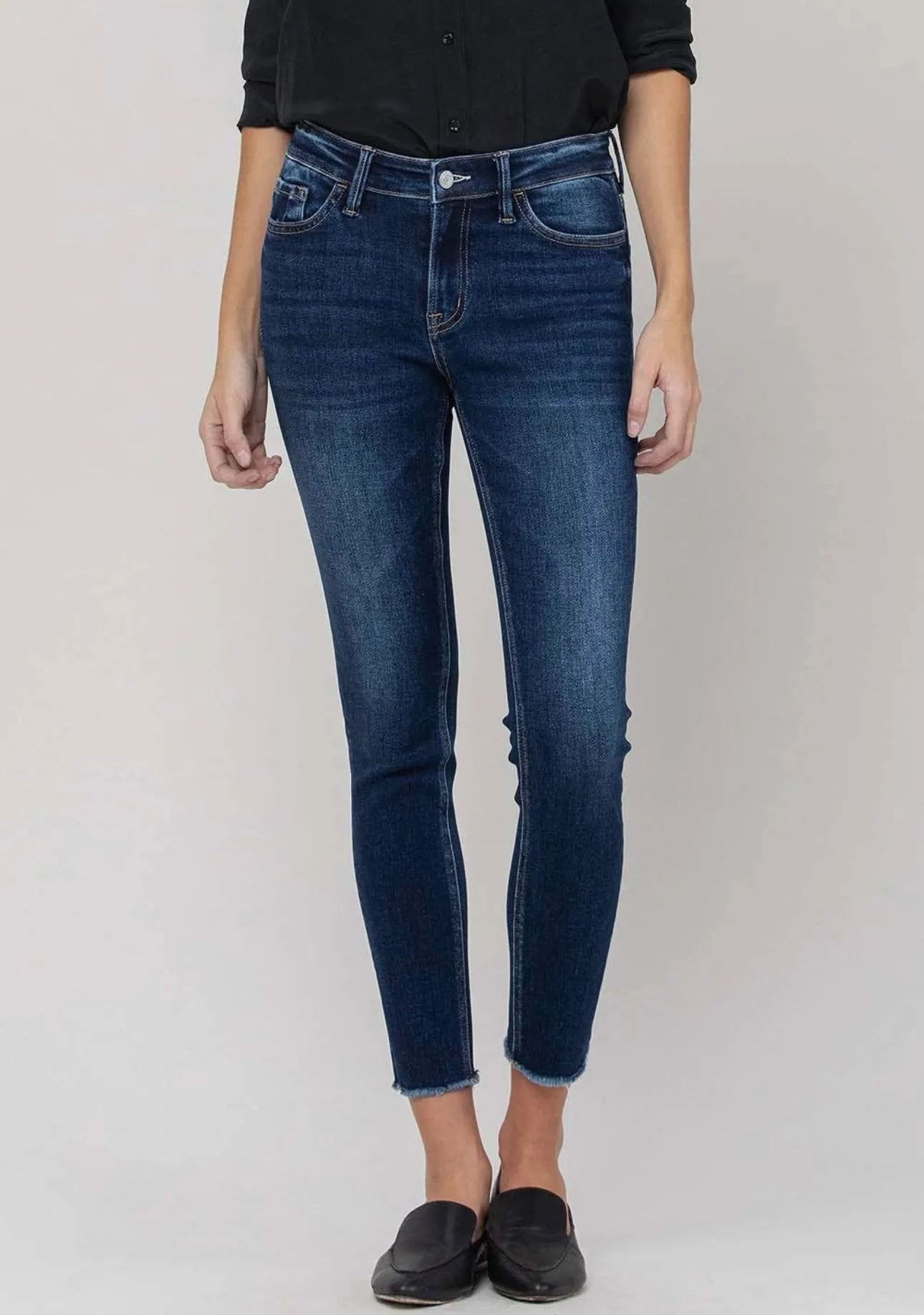 Vervet mid rise raw hem skinny