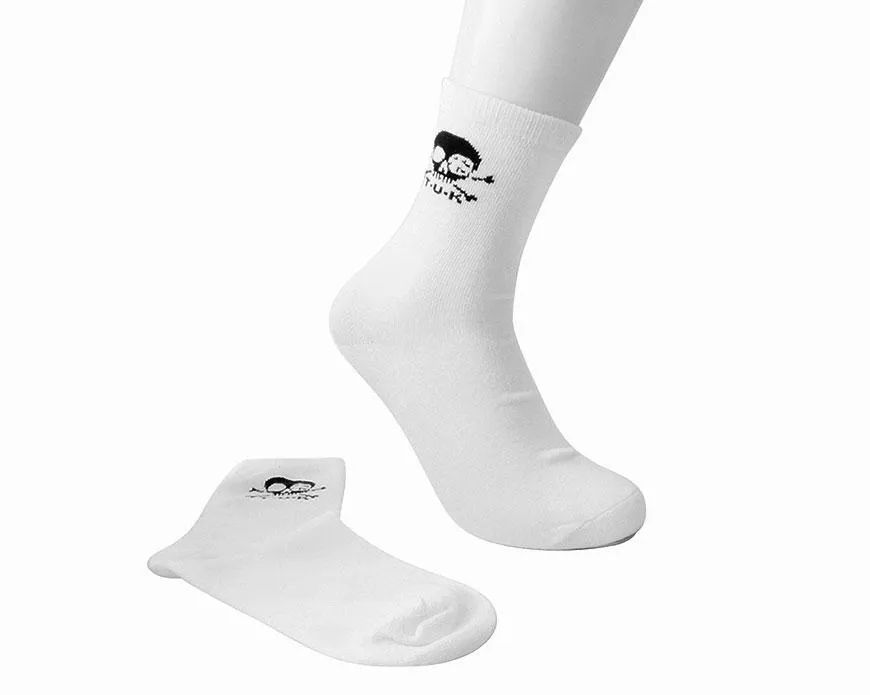 White T.U.K. Skull Logo Men’s Sock